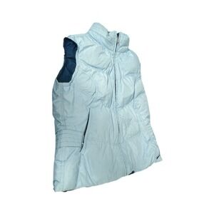 Vintage Nike Puffer Vest Down Women's Medium Blue Center Swoosh‎ Reversible Y2K